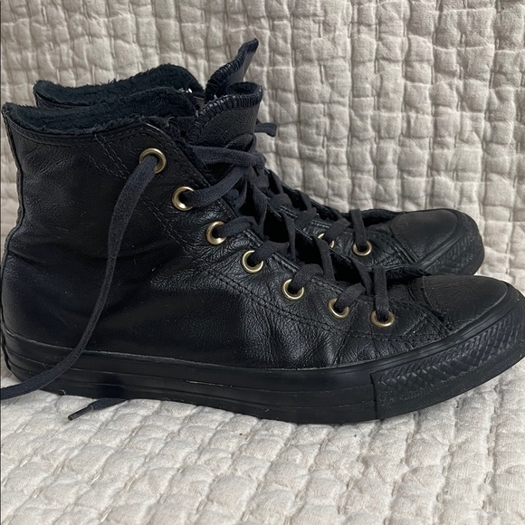 Black leather Converse High-top Women’s 8 - Picture 5 of 8
